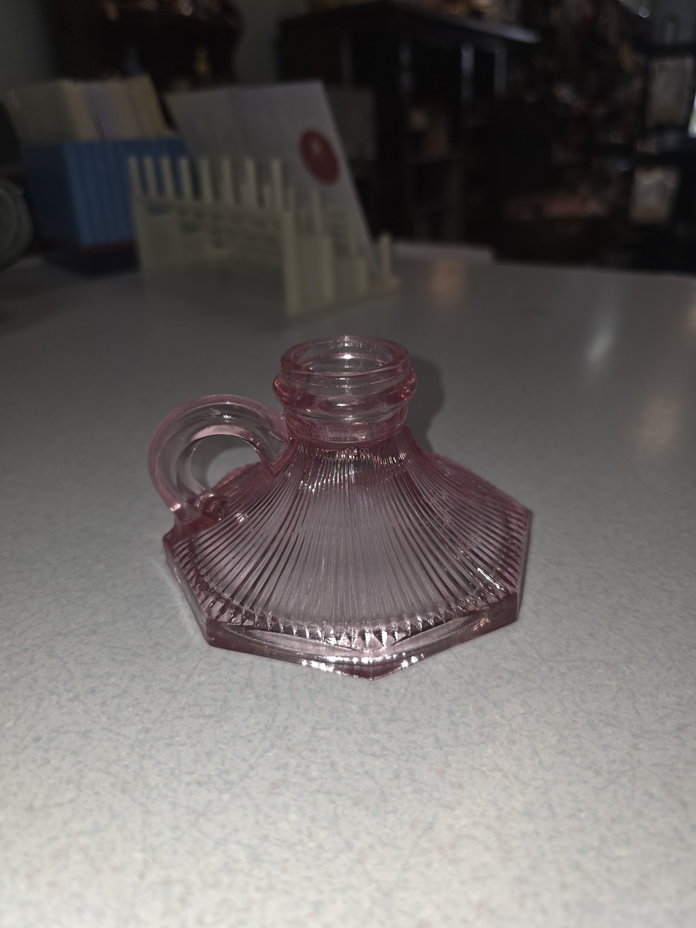Vintage Pink Depression Glass Decorative Candle Holder
